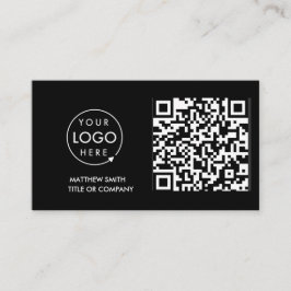 QR Code Business Logo | Zwarte moderne professiona Visitekaartje