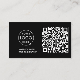 QR Code Business Logo | Zwarte moderne professiona Visitekaartje