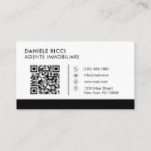 QR Code Business Logo | Zwarte moderne professiona Visitekaartje (Achterkant)