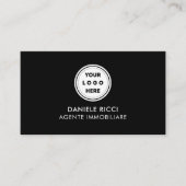 QR Code Business Logo | Zwarte moderne professiona Visitekaartje (Voorkant)