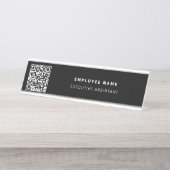 QR-code - Business Modern minimalistisch zwart Bureau Naambordje (Voorkant)