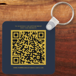 QR Code Business Monogram Logo Navy Burgundy Gold Sleutelhanger