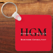 QR Code Business Monogram Logo Rood zwart wit Sleutelhanger (Voorkant)