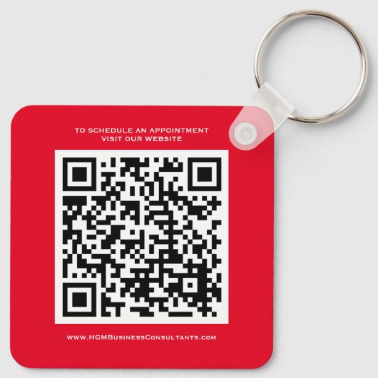 QR Code Business Monogram Logo Rood zwart wit Sleutelhanger (Achterkant)
