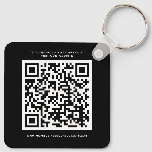 QR Code Business Monogram Logo zwart Rood wit Sleutelhanger (Achterkant)