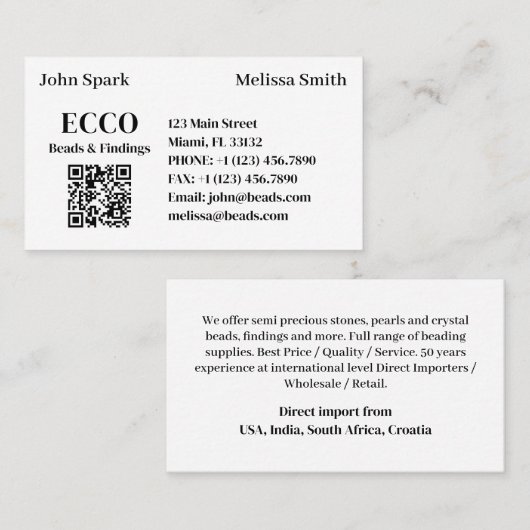 QR-code Business Monogram Visitekaartje (Voorkant / Achterkant)
