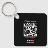 QR Code Business Professional Black White Cirkel K Sleutelhanger (Voorkant)
