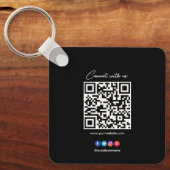 QR Code Business Professional Black White Cirkel K Sleutelhanger (Voorkant)
