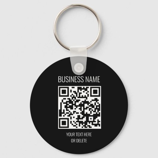 QR Code Business Professional Black White Cirkel Sleutelhanger (Voorkant)