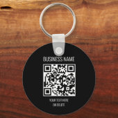 QR Code Business Professional Black White Cirkel Sleutelhanger (Voorkant)