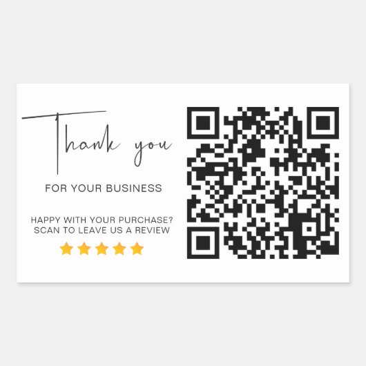 QR Code Business Review 5 Star Review Modern Rechthoekige Sticker (Voorkant)