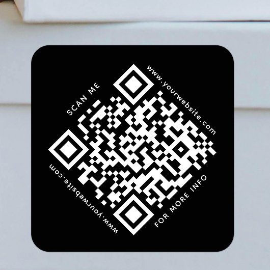QR Code Business Scannable Bedrijf Modern Zwart Vierkante Sticker
