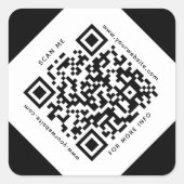 QR Code Business Scannable Bedrijf Zwart-wit Vierkante Sticker (Voorkant)