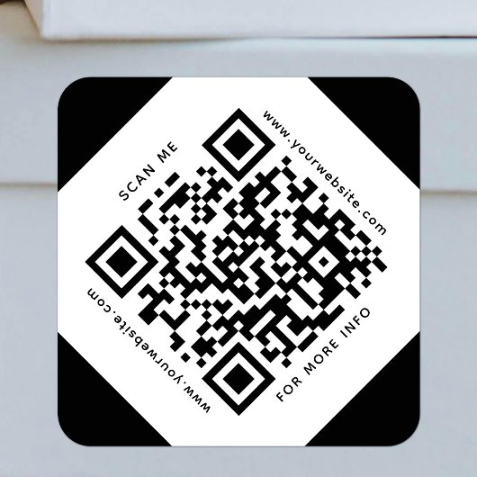 QR Code Business Scannable Bedrijf Zwart-wit Vierkante Sticker
