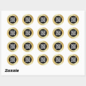 QR Code Business Scannable Connect Black Gold Ronde Sticker (Vel)