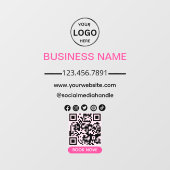 QR Code Business Spa Logo Social Media Roze Raamsticker (Vel)