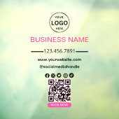 QR Code Business Spa Logo Social Media Roze Raamsticker (Vel 3)
