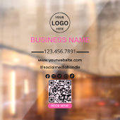 QR Code Business Spa Logo Social Media Roze Raamsticker (Vel 2)