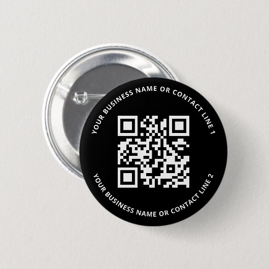 QR Code Business Template Black Ronde Button 5,7 Cm (Voorkant /achterkant)