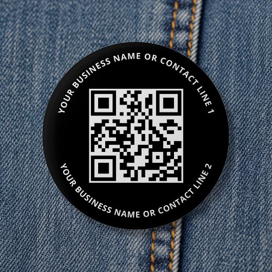QR Code Business Template Black Ronde Button 5,7 Cm