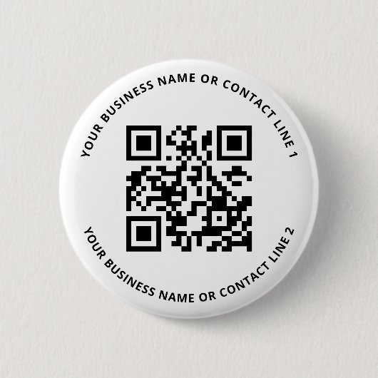 QR Code Business Template White  Ronde Button 5,7 Cm (Voorkant)