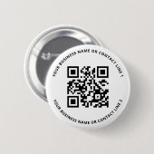 QR Code Business Template White  Ronde Button 5,7 Cm (Voorkant /achterkant)