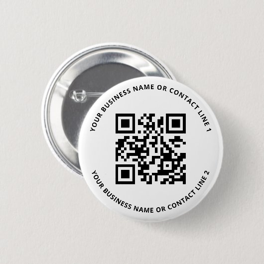 QR Code Business Template White  Ronde Button 5,7 Cm (Voorkant /achterkant)