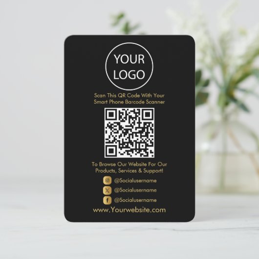 QR Code Business Website Scan Me Social Media Informatiekaartje (Staand voorkant)