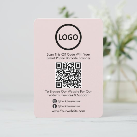 QR Code Business Website Scan Me Social Media Informatiekaartje (Staand voorkant)