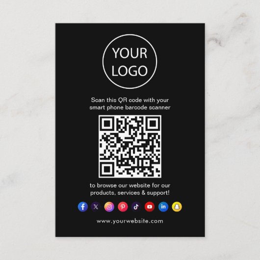 QR Code Business Website Scan Me Social Media Informatiekaartje (Voorkant)