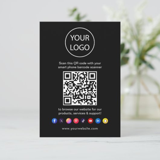 QR Code Business Website Scan Me Social Media Informatiekaartje (Staand voorkant)