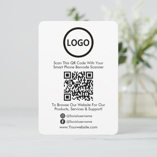 QR Code Business Website Scan Me Social Media Informatiekaartje (Staand voorkant)