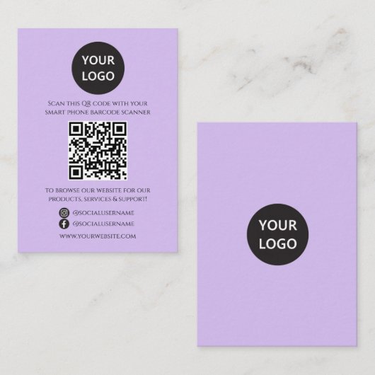 QR Code Business Website Scan Me Social Media Informatiekaartje (Voorkant / Achterkant)
