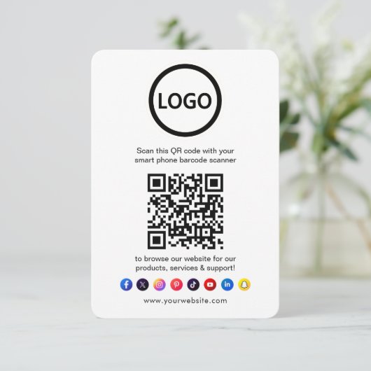 QR Code Business Website Scan Me Social Media Informatiekaartje (Staand voorkant)