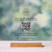 QR Code Business Website Scan Me Social Media Logo Acryl Bord (Neutraal)