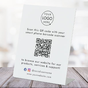 QR Code Business Website Scan Me Social Media Logo Reclamebord Met Voetstuk