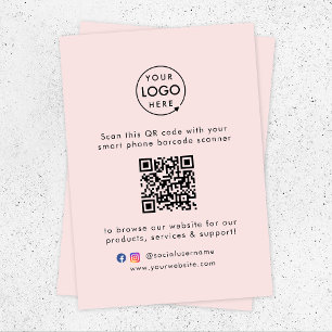 QR Code Business Website Scan me Sociale media Roz Informatiekaartje