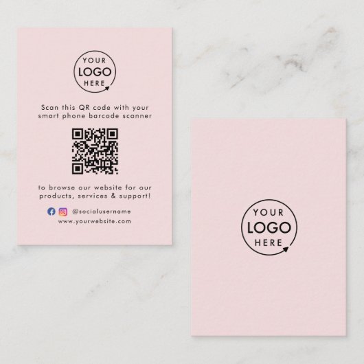 QR Code Business Website Scan me Sociale media Roz Visitekaartje (Voorkant / Achterkant)