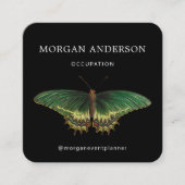 QR-code Butterfly Black Vierkante Visitekaartje (Voorkant)