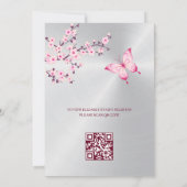 QR-code | Butterfly Silver | Meisje Baby shower Kaart (Achterkant)