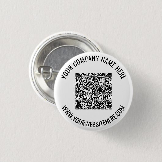 QR Code Button met aangepaste tekst - Uw kleuren (Voorkant /achterkant)