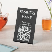 QR Code Cafe Groot Lettertype Menu Zwart Reclamebord Met Voetstuk (Insitu)