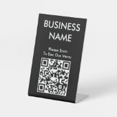 QR Code Cafe Groot Lettertype Menu Zwart Reclamebord Met Voetstuk (Voorkant)