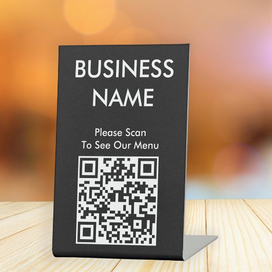QR Code Cafe Groot Lettertype Menu Zwart Reclamebord Met Voetstuk