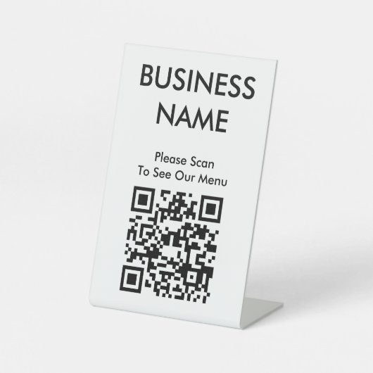 QR Code Café Groot Uitdraai Menu Wit Reclamebord Met Voetstuk (Voorkant)