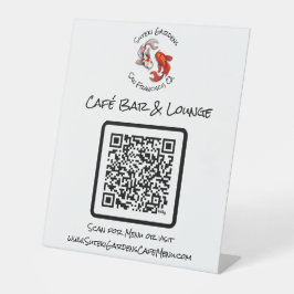 QR Code Cafe Menu Yin Yang Koi Fish Business Logo Reclamebord Met Voetstuk