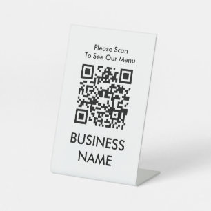 QR Code Cafe Modern Grote Print Menu Wit Reclamebord Met Voetstuk