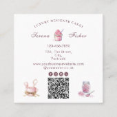 QR Code Cake Baker Polka Dot Chic Pink Vierkante Visitekaartje (Achterkant)