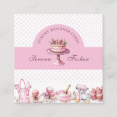 QR Code Cake Baker Polka Dot Chic Pink Vierkante Visitekaartje (Voorkant)