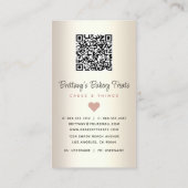 QR Code Cake Blush Roze Glitter Druppels Goud Bakk Visitekaartje (Achterkant)